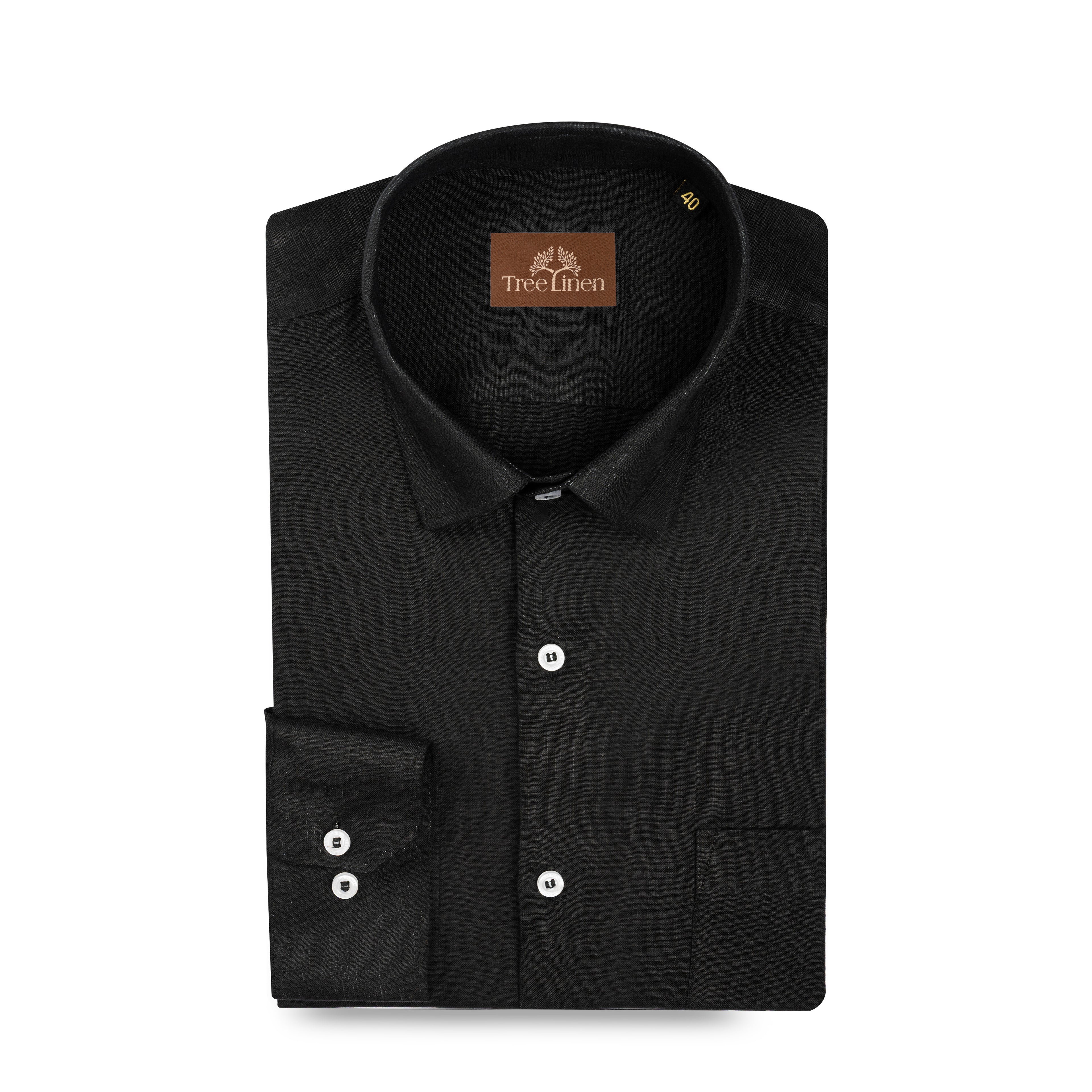 Black Pure Linen 60s Lea Shirt For Men