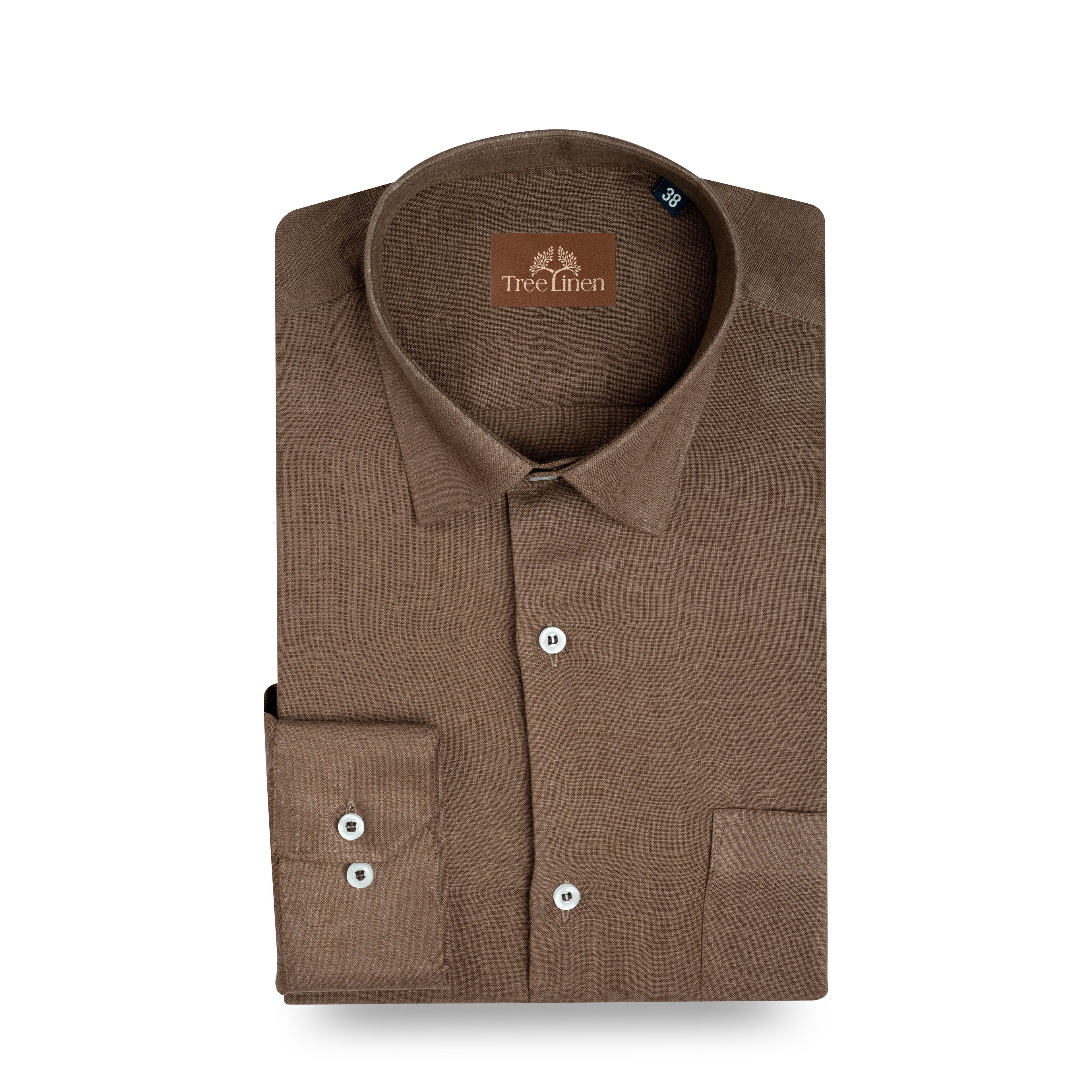 Coffee Brown Pure Linen 60s Lea Shirt For Men