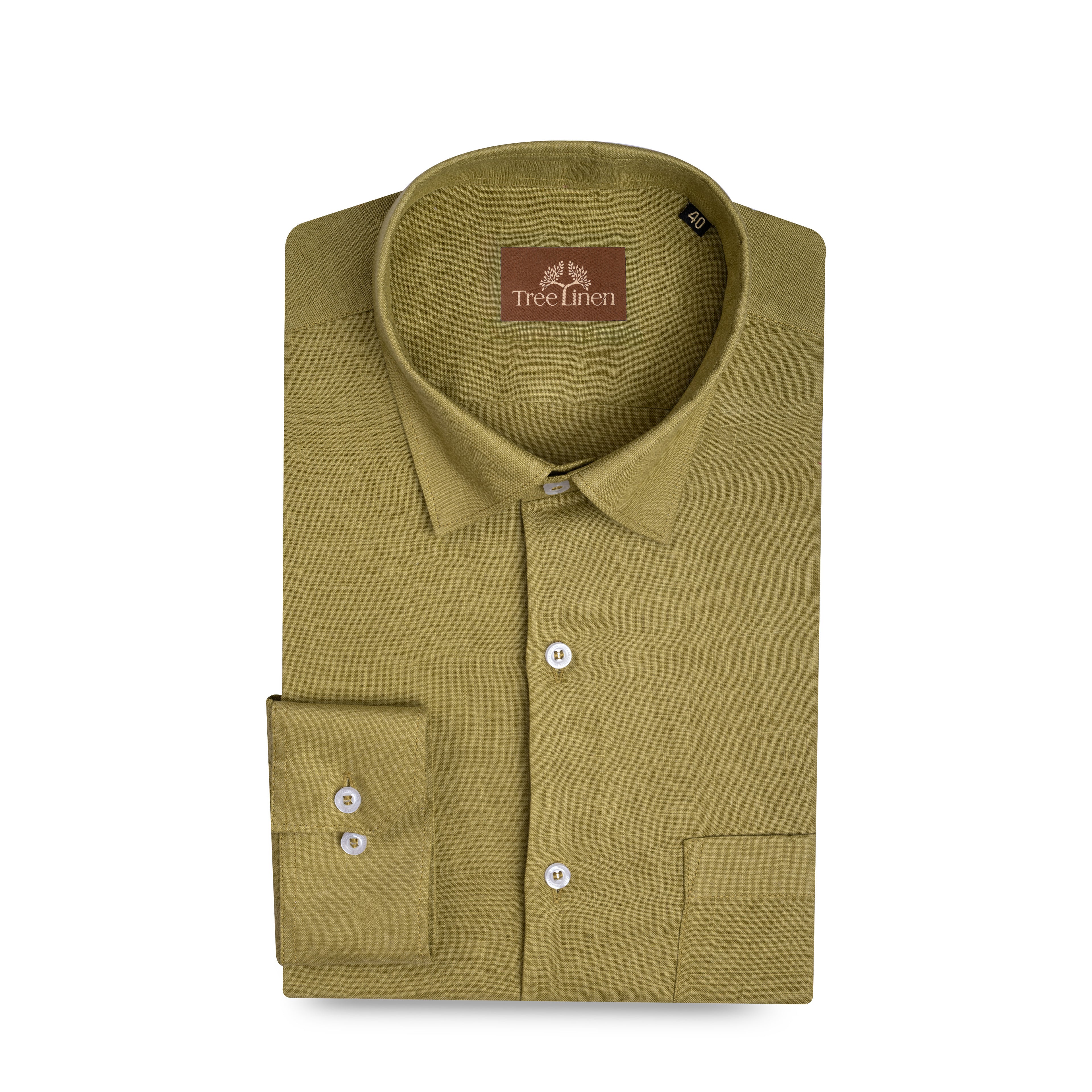 Dark Tan Pure Linen 60s Lea Shirt For Men