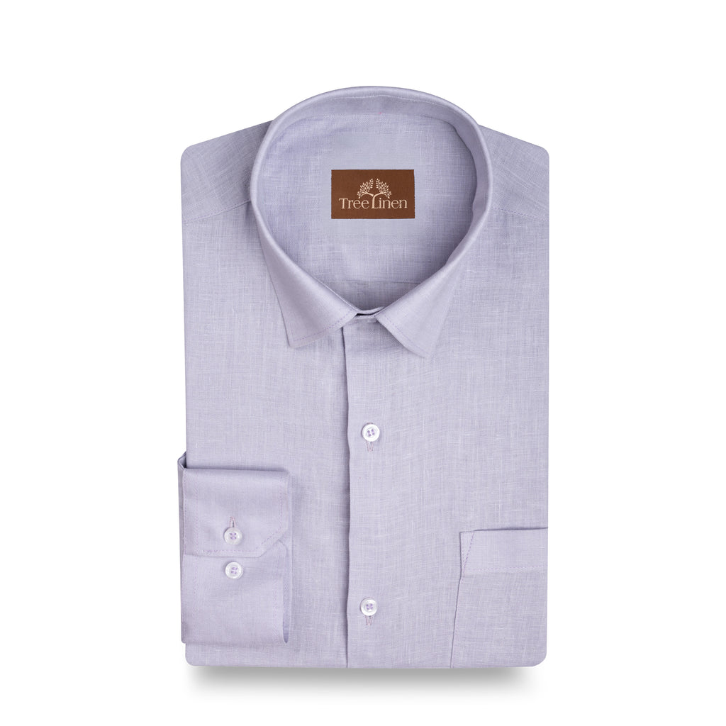 Lavender Pure Linen 60s Lea Shirt For Men