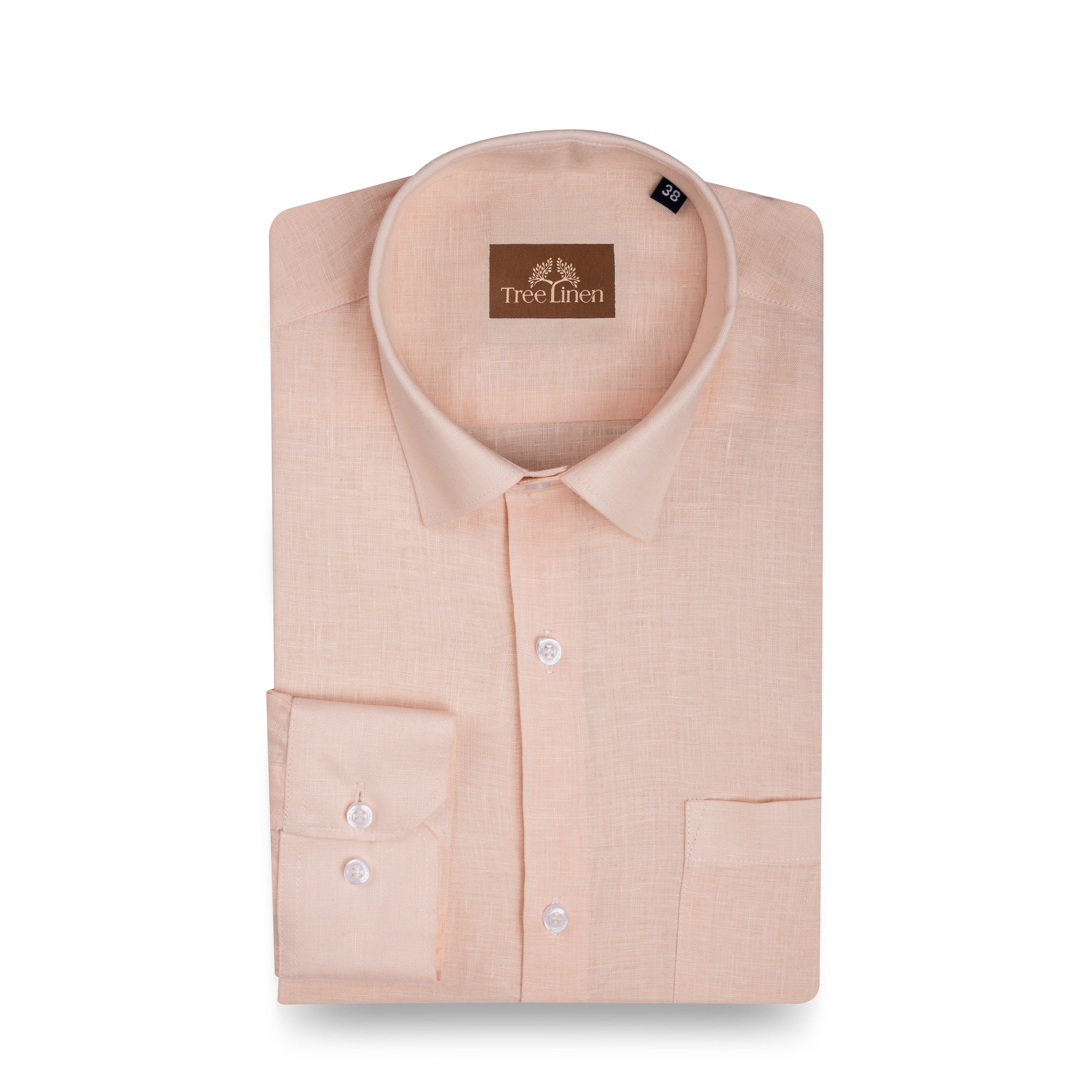 Peach Pure Linen 60s Lea Shirt For Men