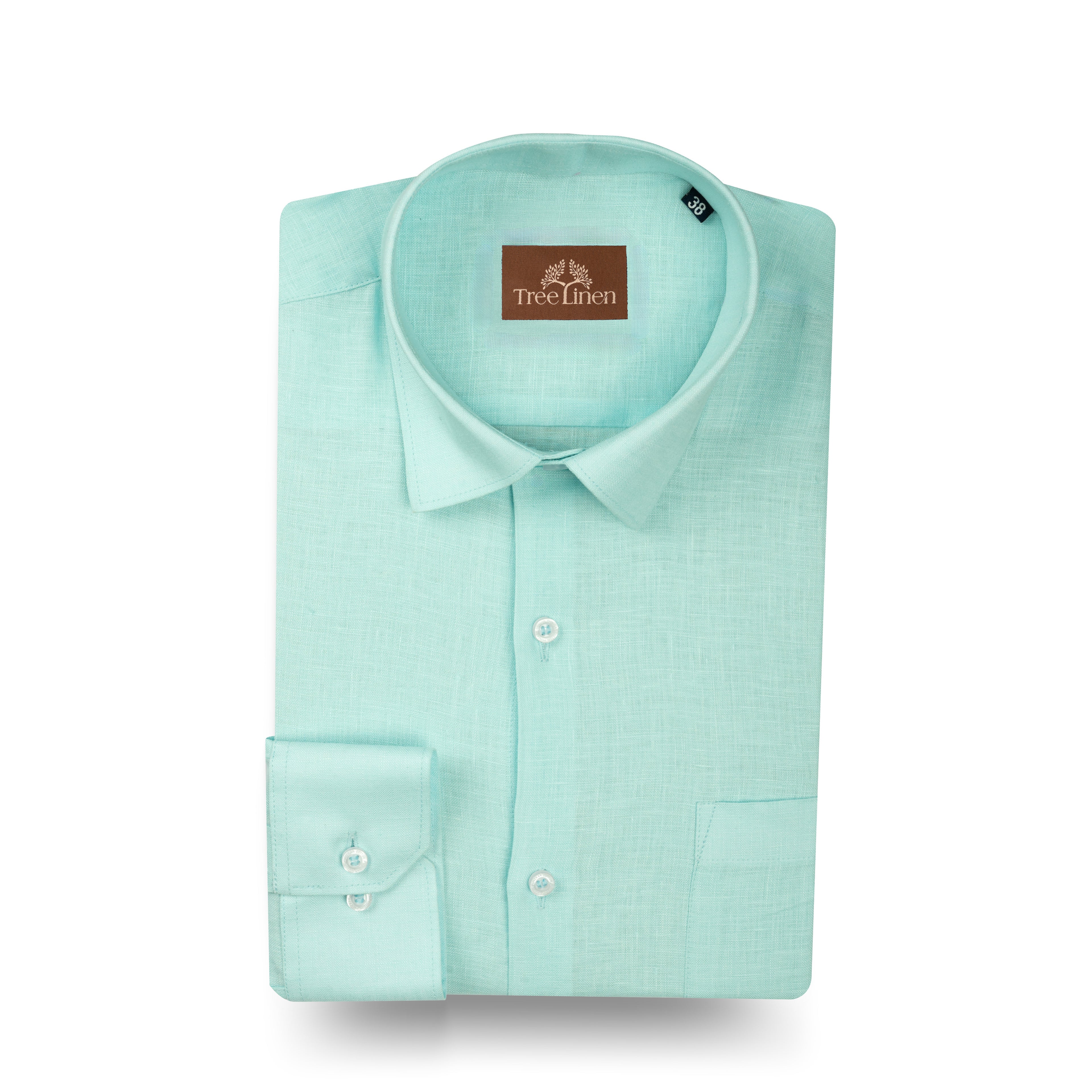 Sky Blue Pure Linen 60s Lea Shirt For Men