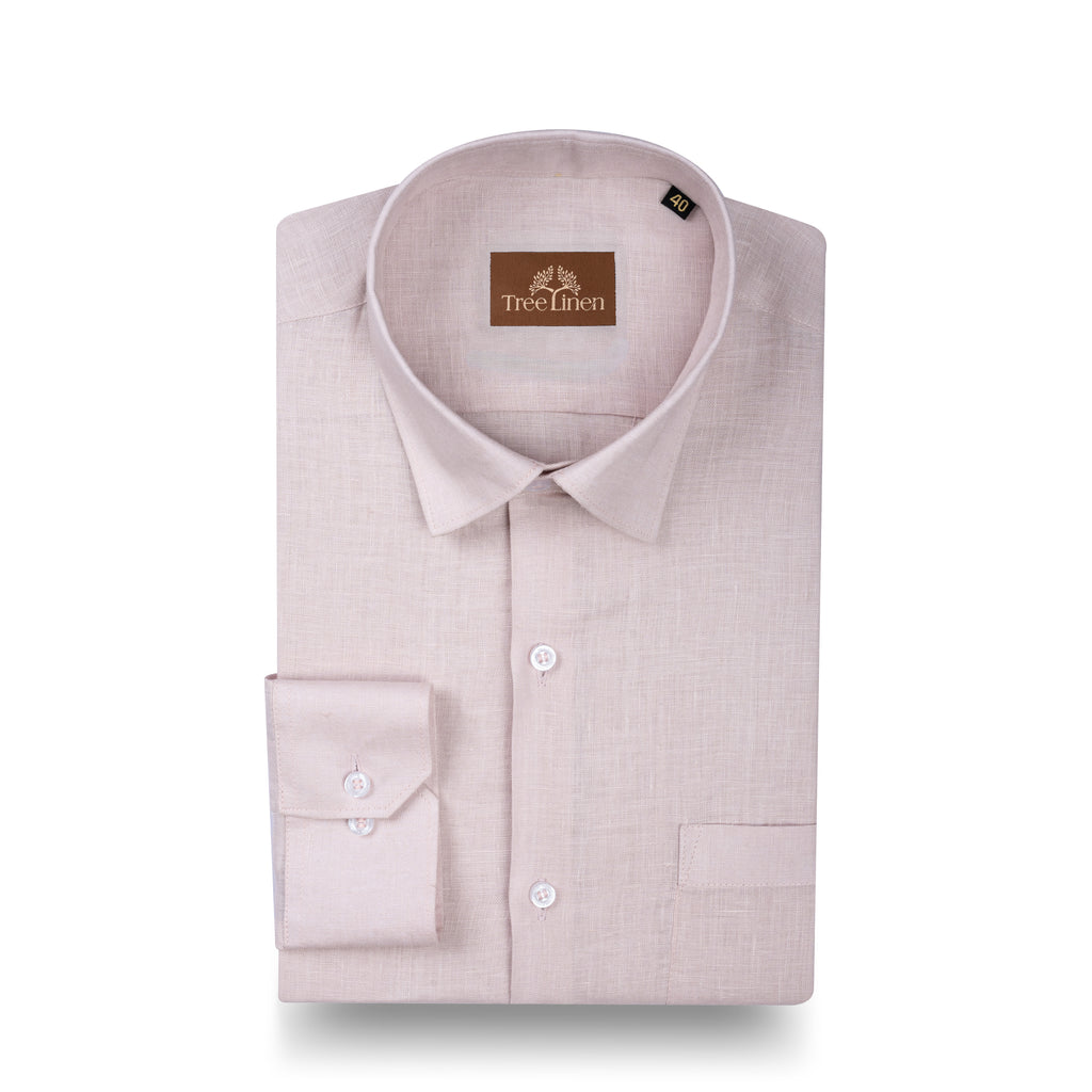 Light Pink Pure Linen 60s Lea Shirt For Men