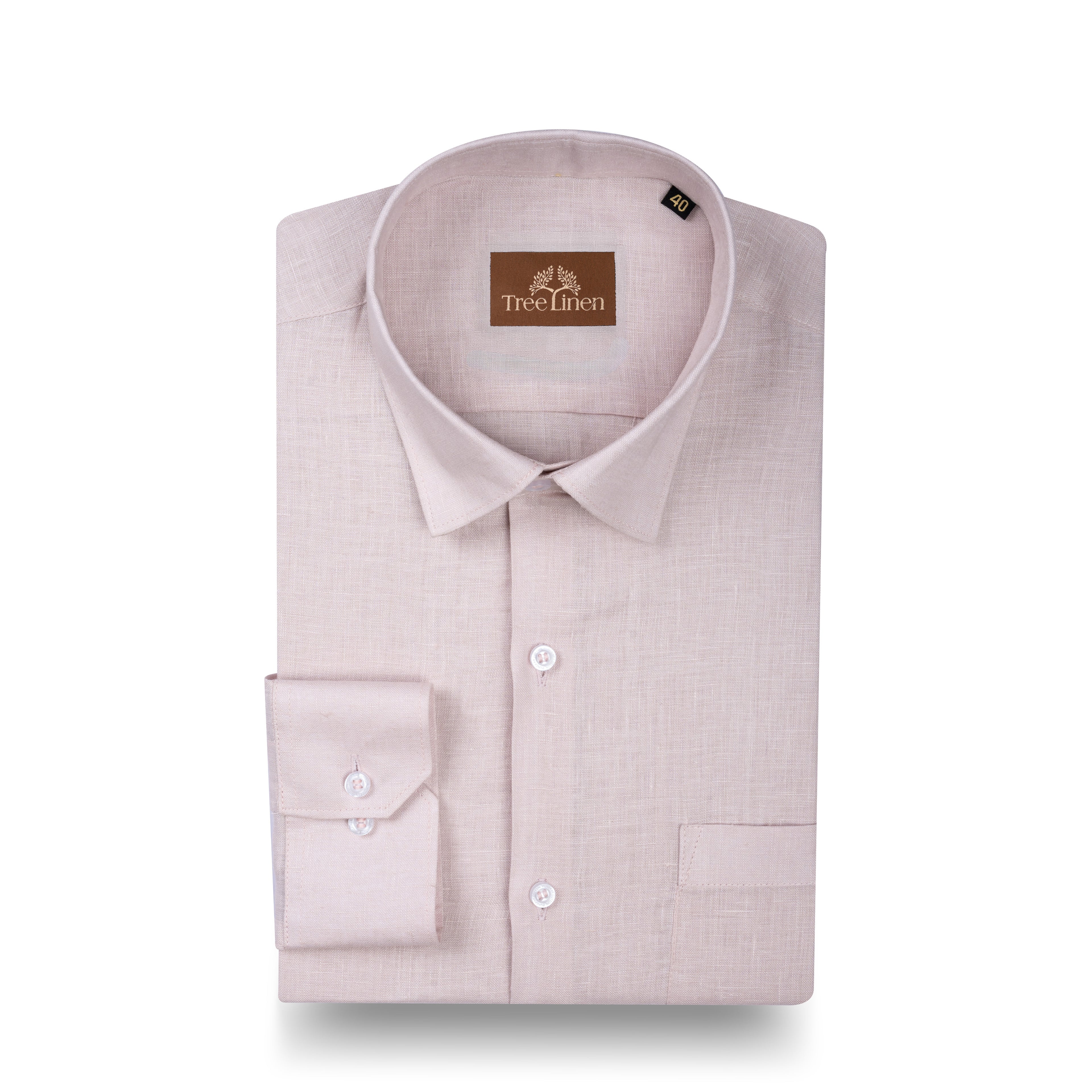 Light Pink Pure Linen 60s Lea Shirt For Men