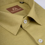 Dark Tan Pure Linen 60s Lea Shirt For Men
