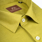 Lime Mehndi Pure Linen 60s Lea Shirt For Men