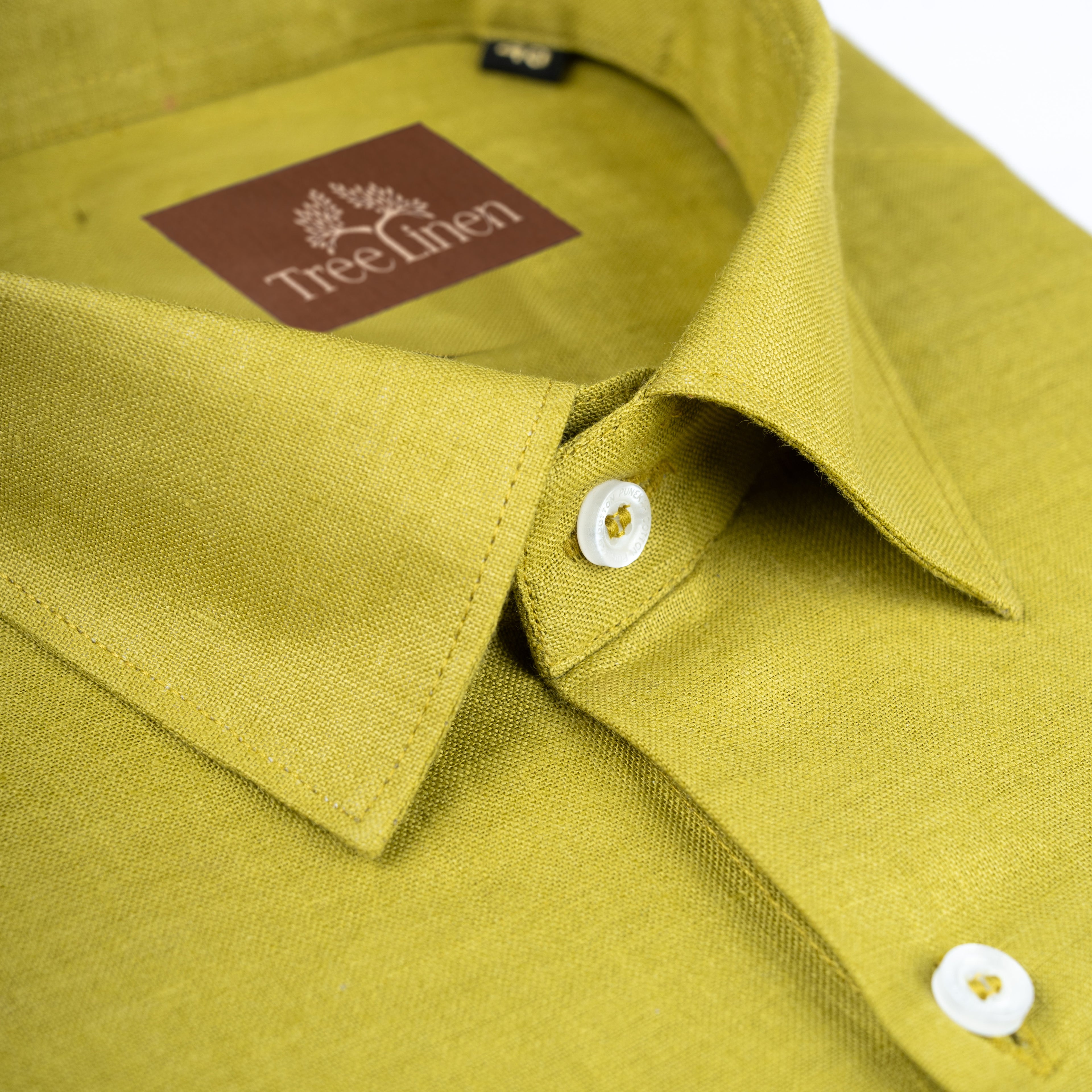 Lime Mehndi Pure Linen 60s Lea Shirt For Men
