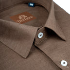Coffee Brown Pure Linen 60s Lea Shirt For Men