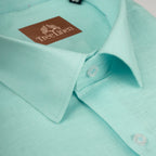 Sky Blue Pure Linen 60s Lea Shirt For Men