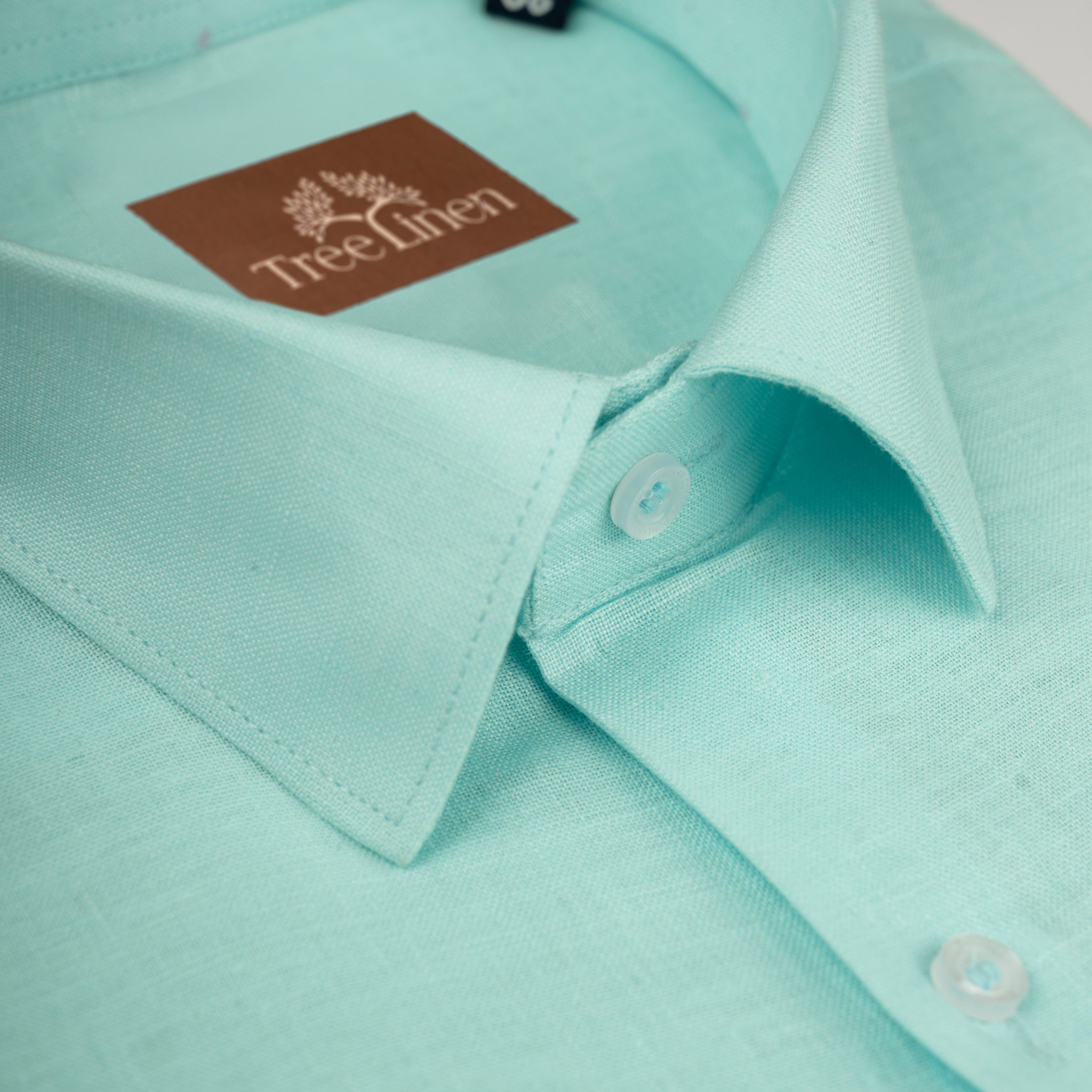 Sky Blue Pure Linen 60s Lea Shirt For Men