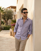 Lavender Pure Linen 60s Lea Shirt For Men