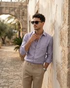 Lavender Pure Linen 60s Lea Shirt For Men
