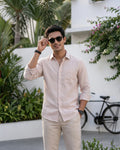 Light Pink Pure Linen 60s Lea Shirt For Men